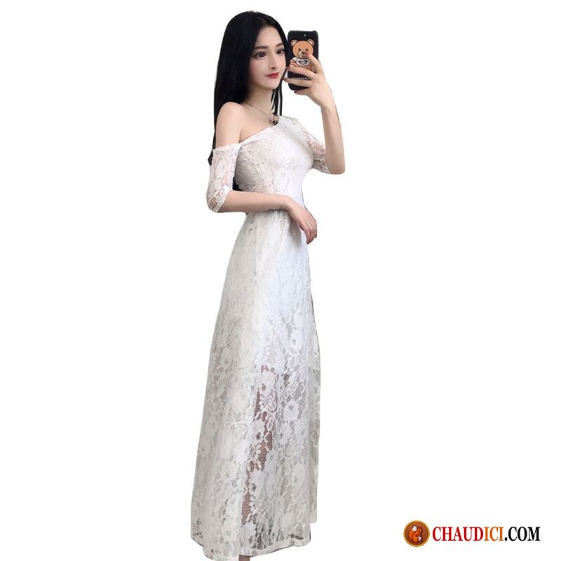 Robe Originale Femme Robe Mince Blanc Été Slim