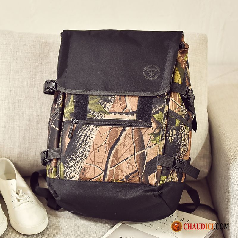 Sac A Dos Homme Ville Voyage Noir Tendance Étudiant Camouflage