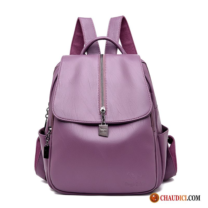 Sac A Dos Noir Femme Pierre Sac À Dos Voyage Peau Douce Cuir Véritable Violet