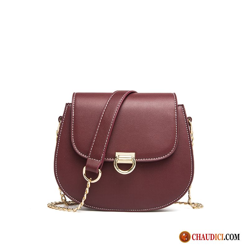 Sac Cuir Bandoulière Femme Rouge Sac De Messager Sauvage Mode Femme