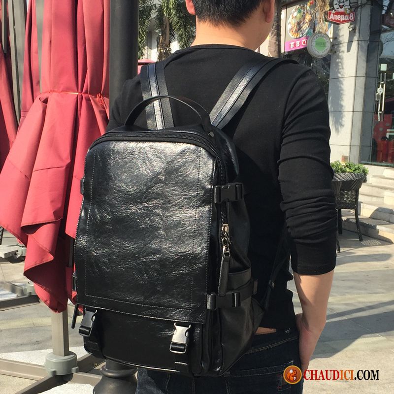 Sac À Dos De Sport Le Nouveau Loisir Sac À Dos Noir Cuir De Boef En Ligne