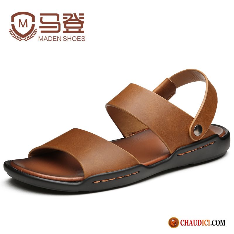 Sandales Compensés Homme Été Décontractée Sandales Cuir Véritable Tendance