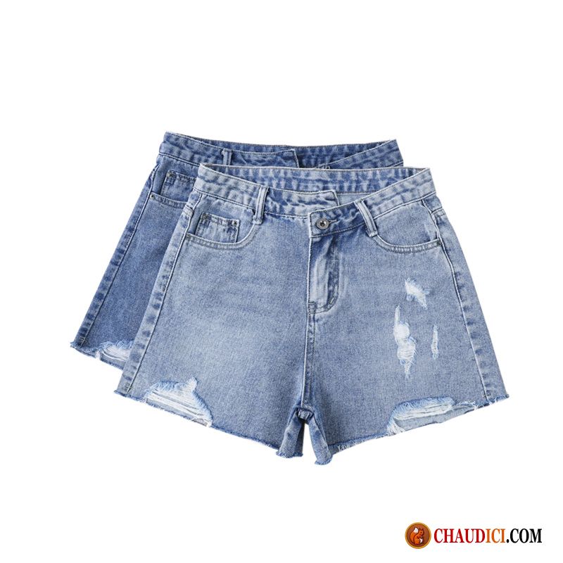 Short En Jean Déchiré Femme Rouge Shorti Été Mince Bleu Clair