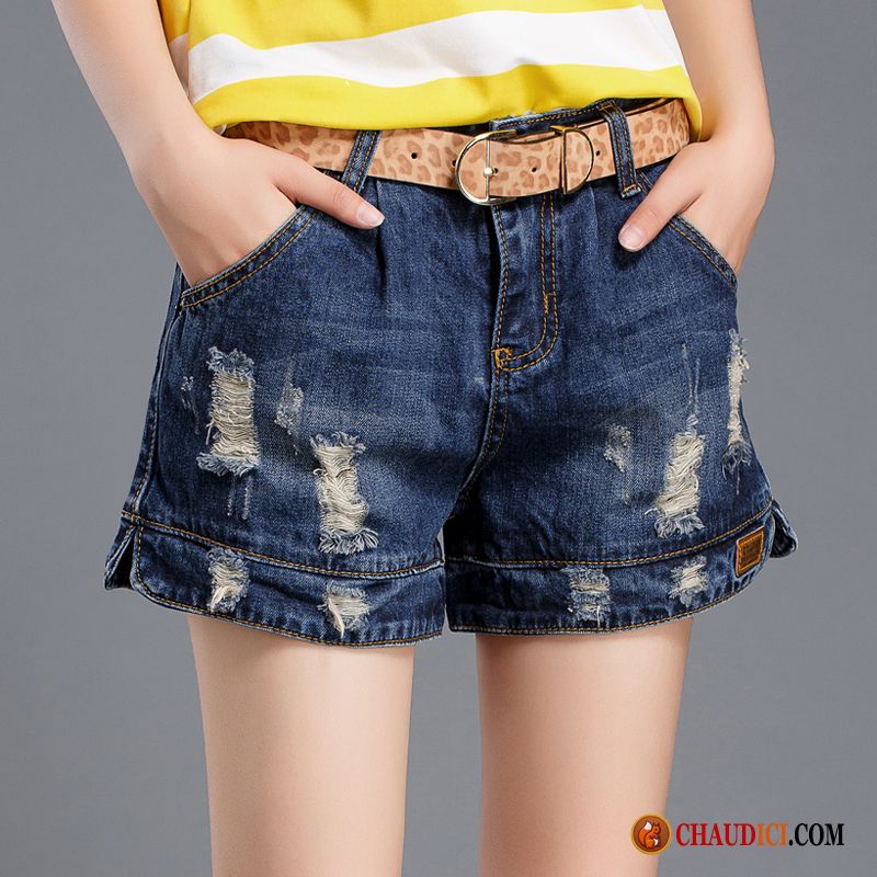 Short En Jean Pas Cher Femme Dame Troués Femme Été Bleu En Vente