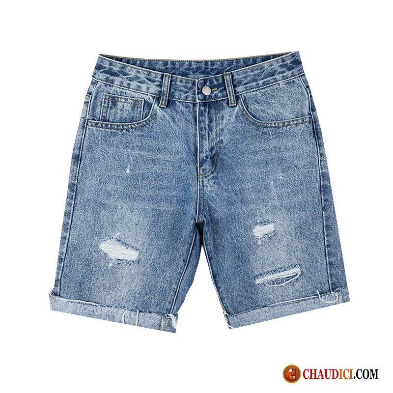 Shorts Carreaux Homme Shorti Beau Troués Denim Homme