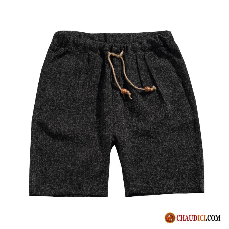 Shorts En Coton Pour Homme Cinquième Pantalon Noir Décontractée Plage Gros