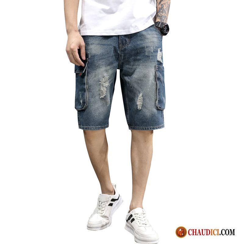 Shorts En Cuir Homme Décontractée Homme Shorti Cinquième Pantalon Tendance