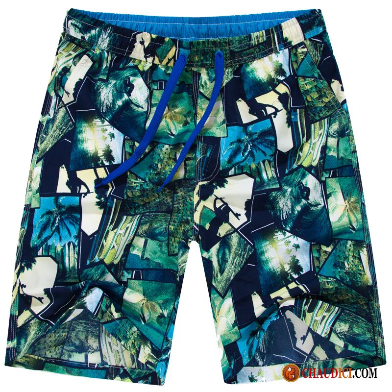 Shorts En Lin Blanc Plage Camouflage Fleur Décontractée Été