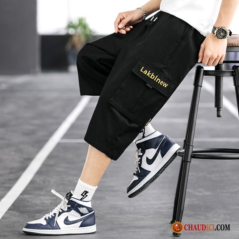 Shorts Homme Bleu Marine Bleu Tendance Baggy Cargo Été Septième Pantalon