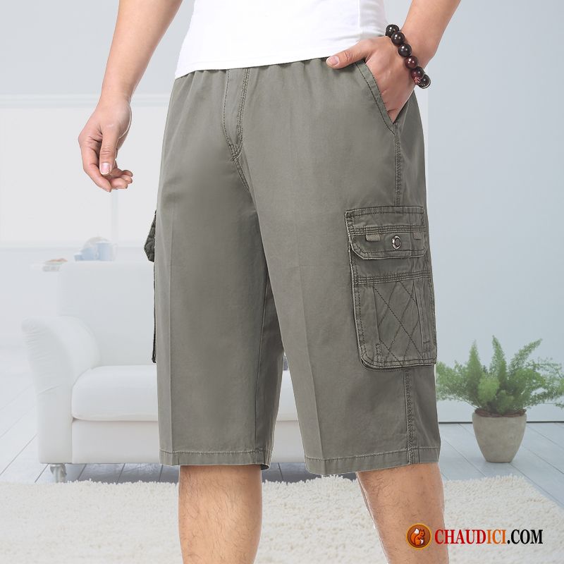 Shorts Homme Mode Rouge Plage Âge Moyen Coton Baggy Septième Pantalon