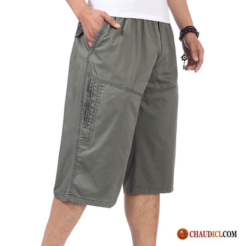 Shorts Simili Cuir Homme Âge Moyen Gras Cargo Shorti Pantalon