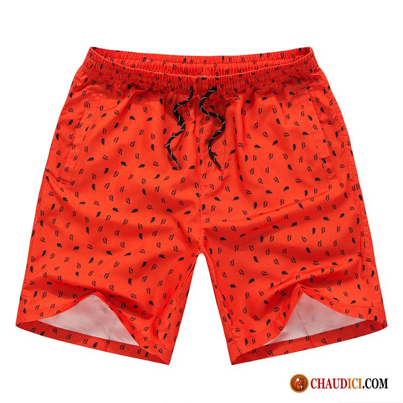 Shorts Slim Rouge Homme Sport Shorti Cinquième Pantalon Plage Séchage Rapide