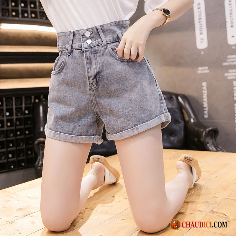 Shorts Taille Haute Pour Femme Été Denim Ultra Bleu Clair Outwear