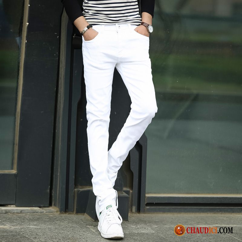 Slim Gris Homme Jeans Ivoire Blanc De Travail Slim Extensible Tendance