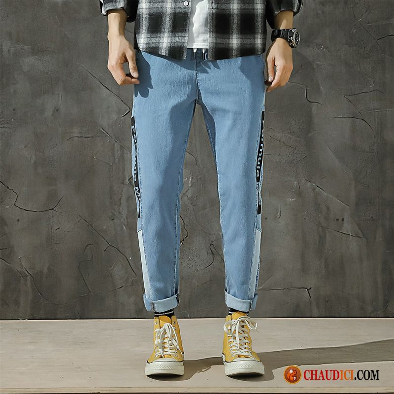 Solde Pantalon Homme Jean Tendance Pantalons Rétro L'automne Bleu En Vente