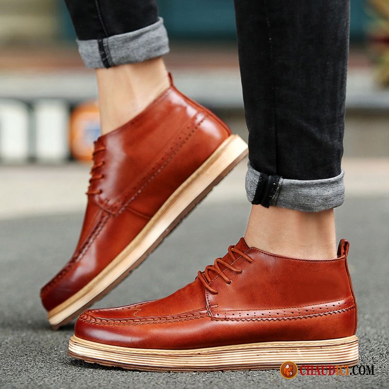 Style De Bottes Homme L'automne Bureau Homme Angleterre Chaussures De Skate Pas Cher