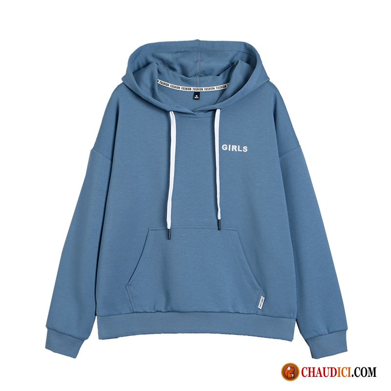 Sweat Femme Bleu Femme L'automne Capuche Une Veste En Ligne