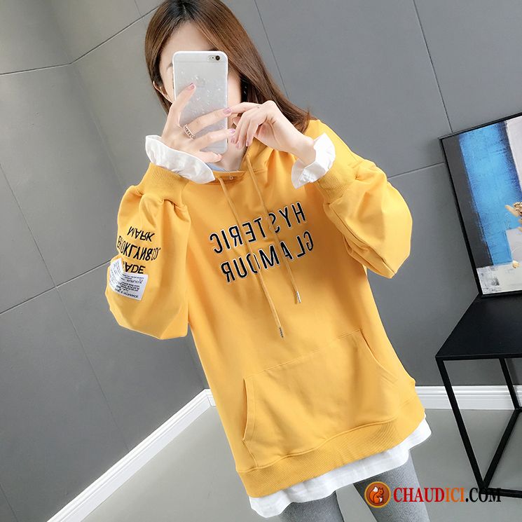 Sweat Long Femme Palegoldenrod Printemps Deux-pièces Manteau Femme Hoodies Pas Cher