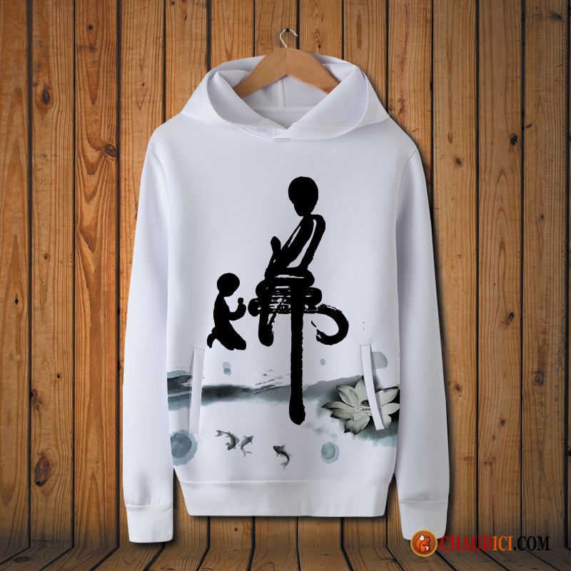 Sweat À Capuche Col V Pas Cher Style Chinois Hoodies Col Rond Créatif Homme