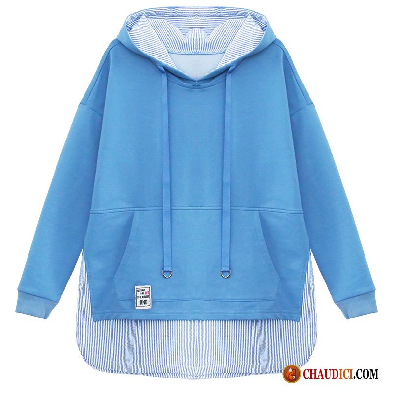 Sweat À Capuche De Marque Femme Une Veste Baggy Bleu Manteau Capuche Pas Cher