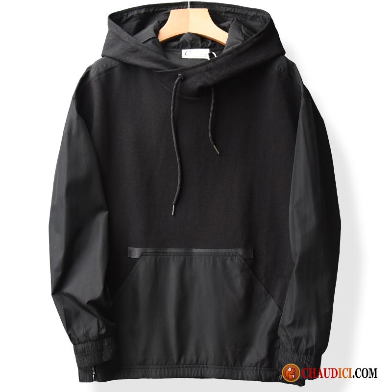 Sweat À Capuche Ethnique Homme Printemps Pullovers Noir Manteau Capuche