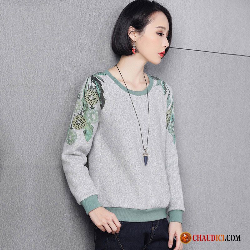 Sweat À Capuche Gris Clair Femme Plus De Velours Hiver Baggy Hoodies Femme Soldes