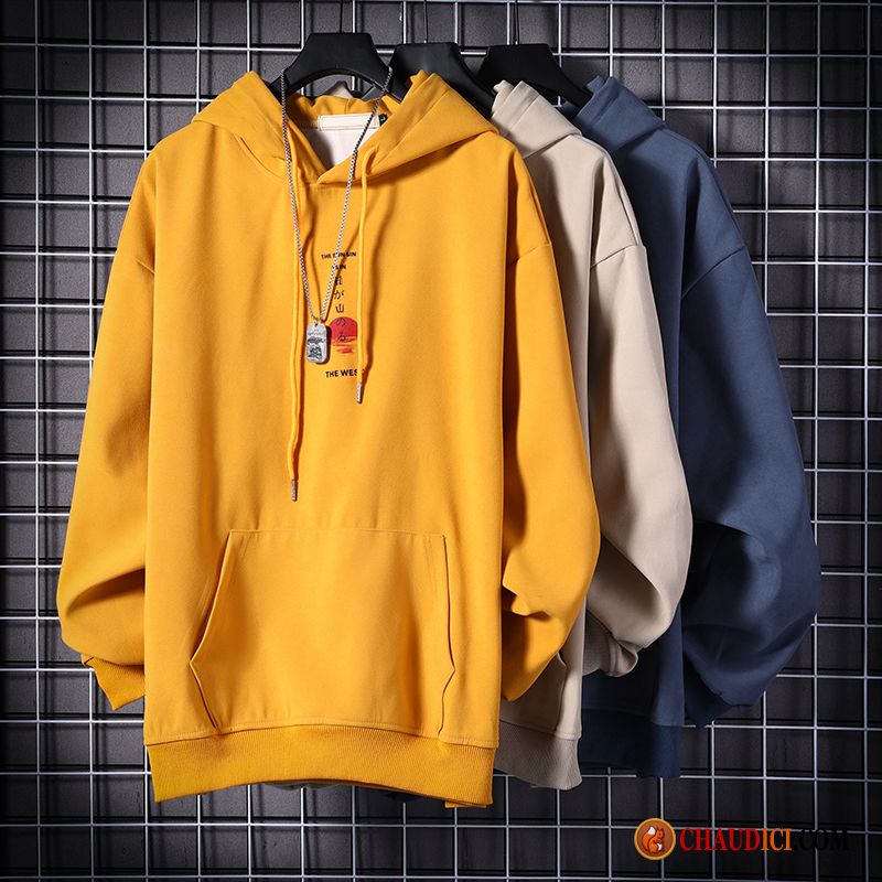 Sweat À Capuche Homme Hiver Manteau Hoodies Printemps Jaune Longues Pas Cher