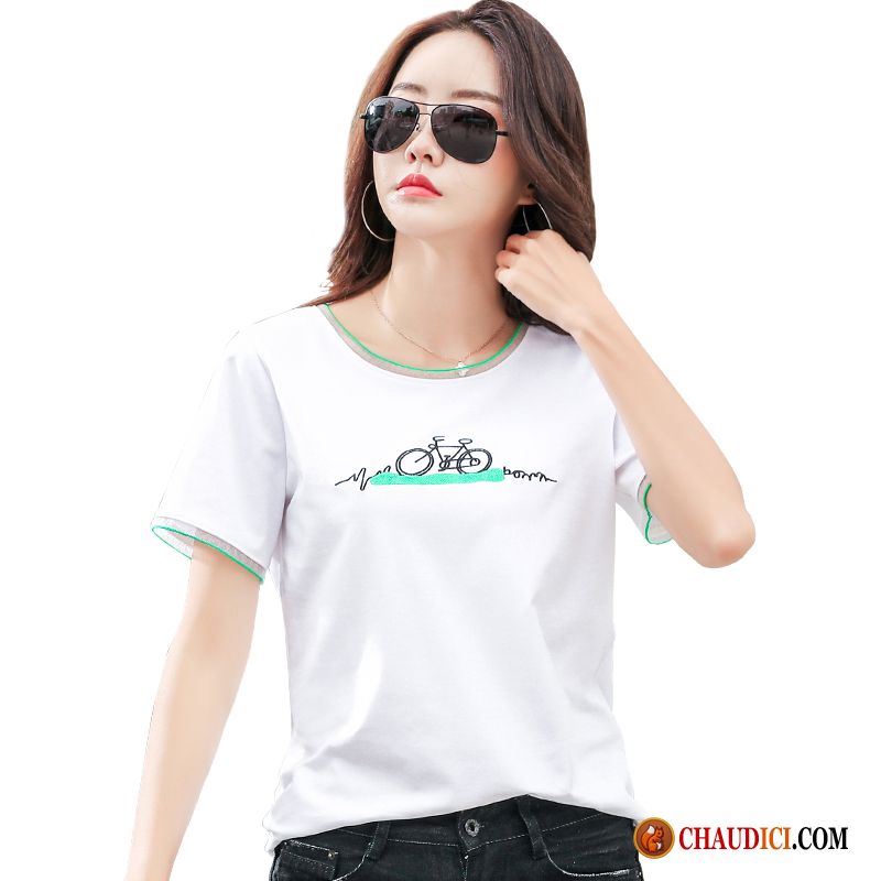 T Shirt Blanc Femme Manche Courte Ambre Décontractée Baggy Été Une Veste Femme