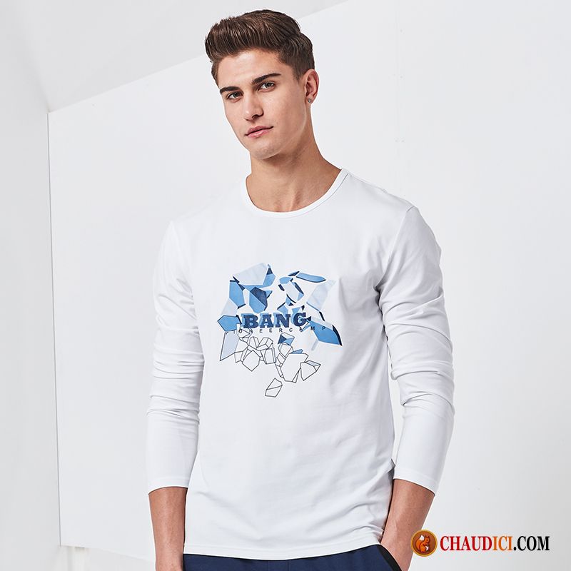 T Shirt Homme Avec Homme Chemise En Bas Pullovers Longues Printemps Col Rond Pas Cher