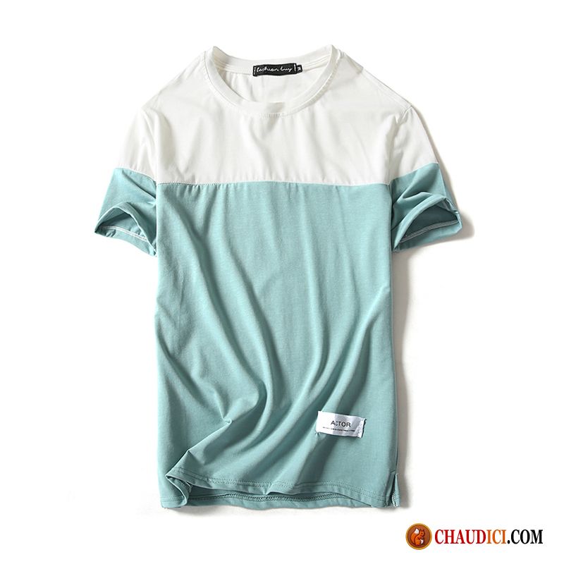 T Shirt Long Homme Étudiant Slim Tendance Homme Col Rond