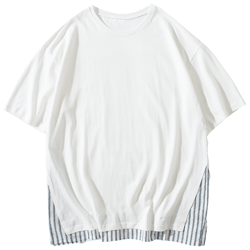 Tee Shirt Blanc Simple Tendance Étudiant Deux-pièces Baggy Blanc Soldes