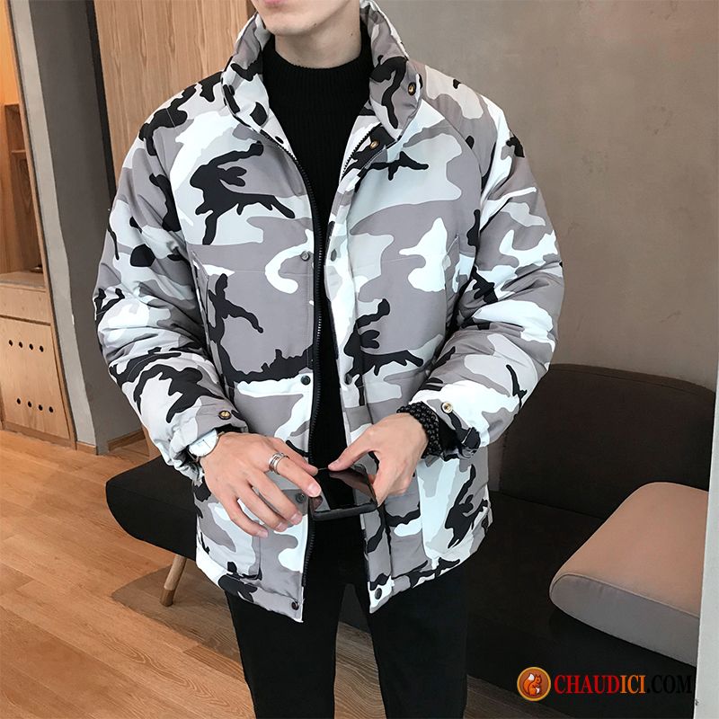 Veste En Coton Classe Pour Homme Hiver Épaissir Tendance Beau Camouflage