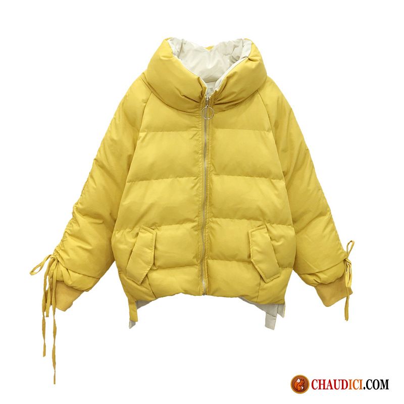 Veste En Coton De Printemps Femme Jaune Manteau En Coton Manteau Baggy Court