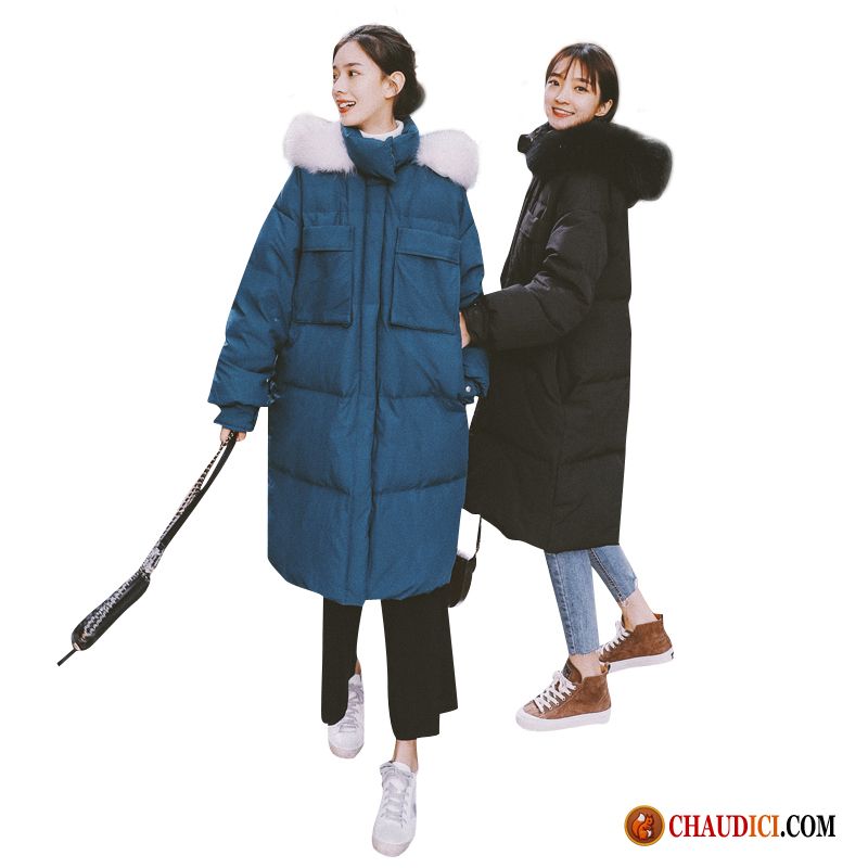 Veste En Coton En Jean Avec Manche En Cuir Femme Hiver Femme Manteau Vêtements Matelassé Bleu Pas Cher