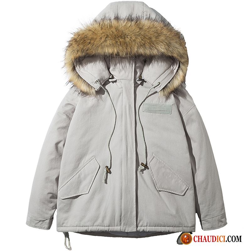 Veste En Coton Et Blouson Homme Chauds Hiver Fantaisie Fourrure Duvet Manteau Soldes