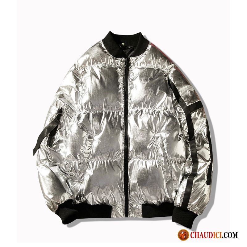 Veste En Coton Homme Original Vêtements Matelassé Marque De Tendance Argent Manteau En Coton Baggy