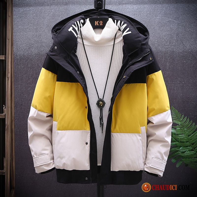 Veste En Coton Noir Homme Tendance Manteau En Coton Beau Jaune Marque De Tendance Pas Cher