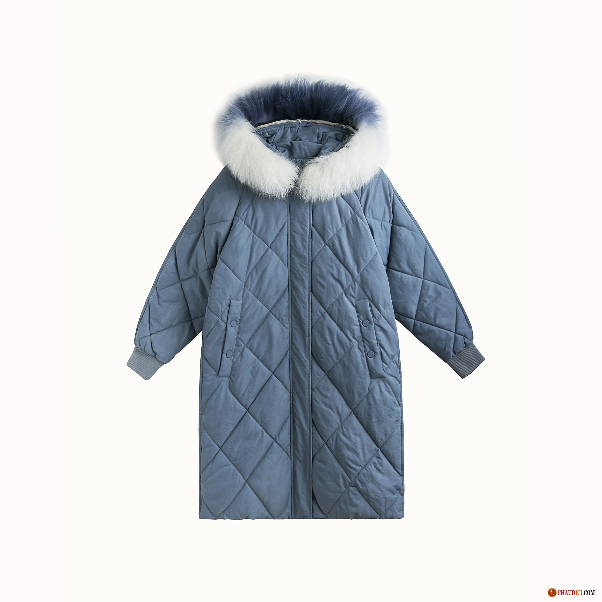 Veste En Coton Simili Cuir Femme Bleu Saphir Bleu Vêtements Matelassé Matelassée Femme Manteau En Coton