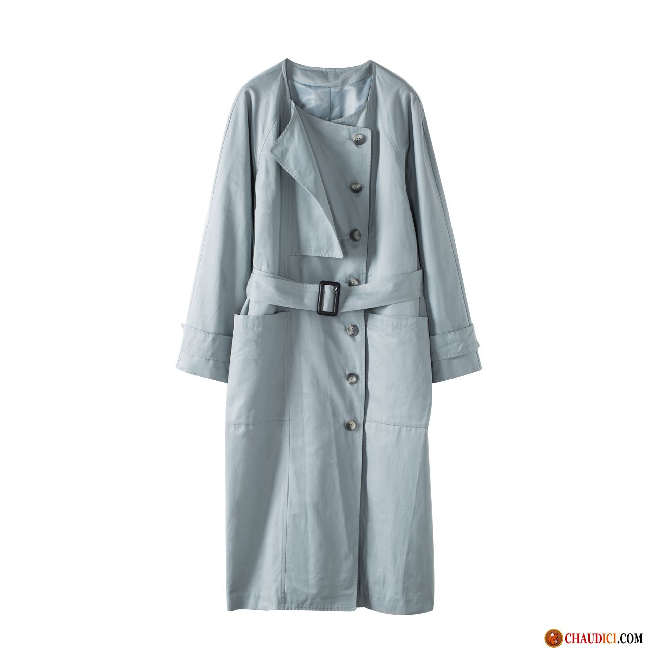 Veste En Cuir Cintrée Femme Ambre Printemps Bleu Longue Désign Été