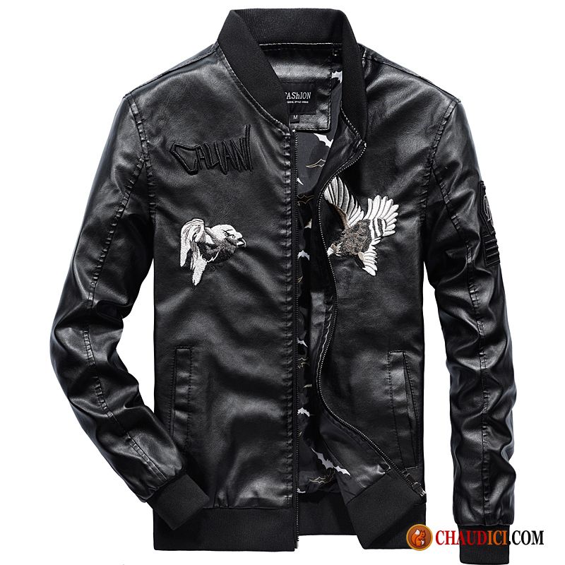 Veste En Cuir En Cuir Matelassée Homme Manteau Noir Slim Vestes En Cuir Vêtements Moto Pas Cher