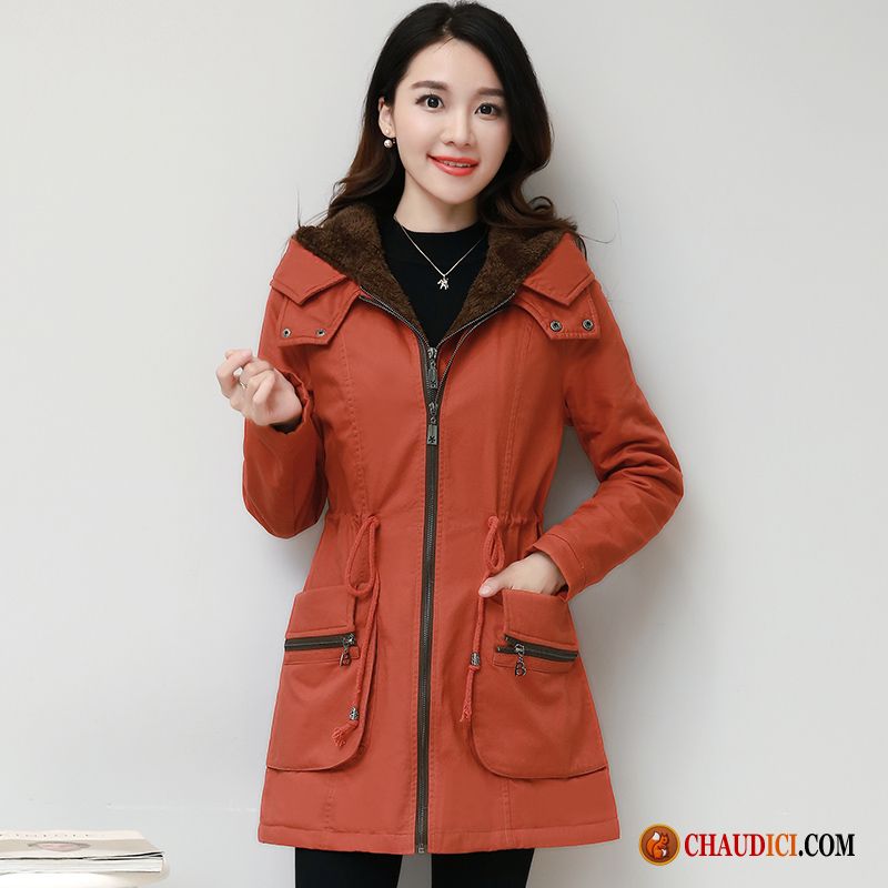 Veste En Daim Femme Vêtements D'hiver L'automne Longue Capuche Manteau En Coton En Ligne