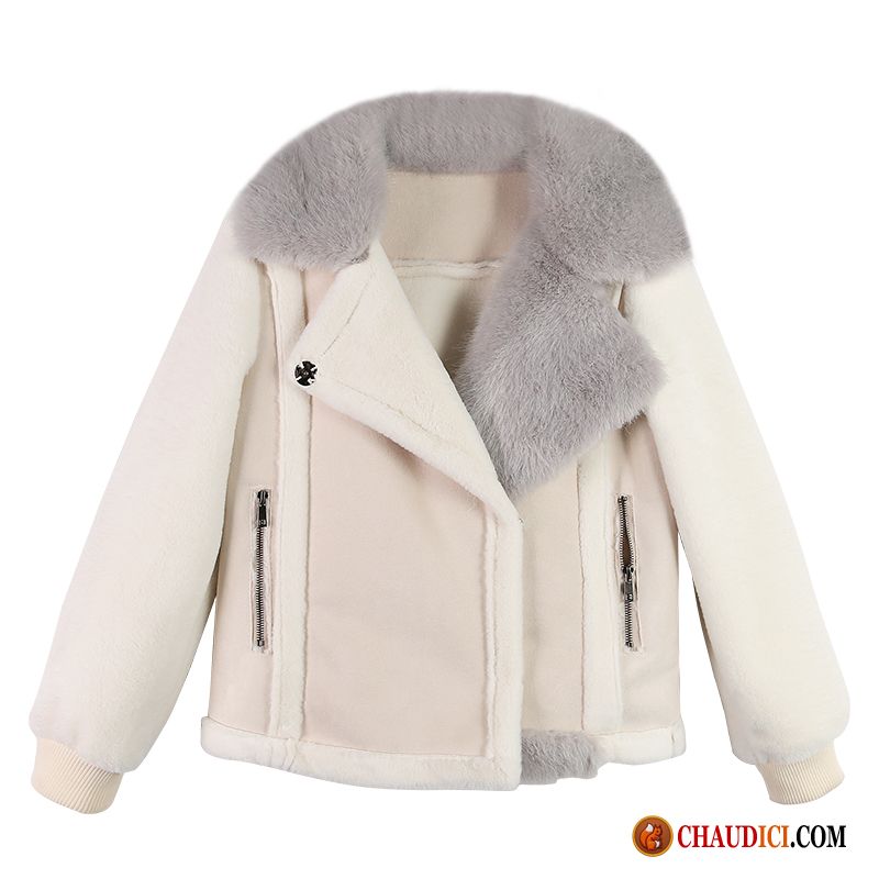 Veste En Jean Femme Palegoldenrod Veste Court Vêtements Moto Blanc Cuir Suède Soldes