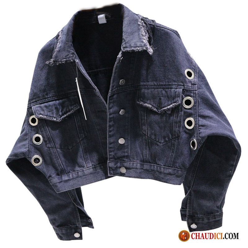 Veste En Jean Grise Femme Chauve Souris Femme Baggy Tendance Bord Pas Cher