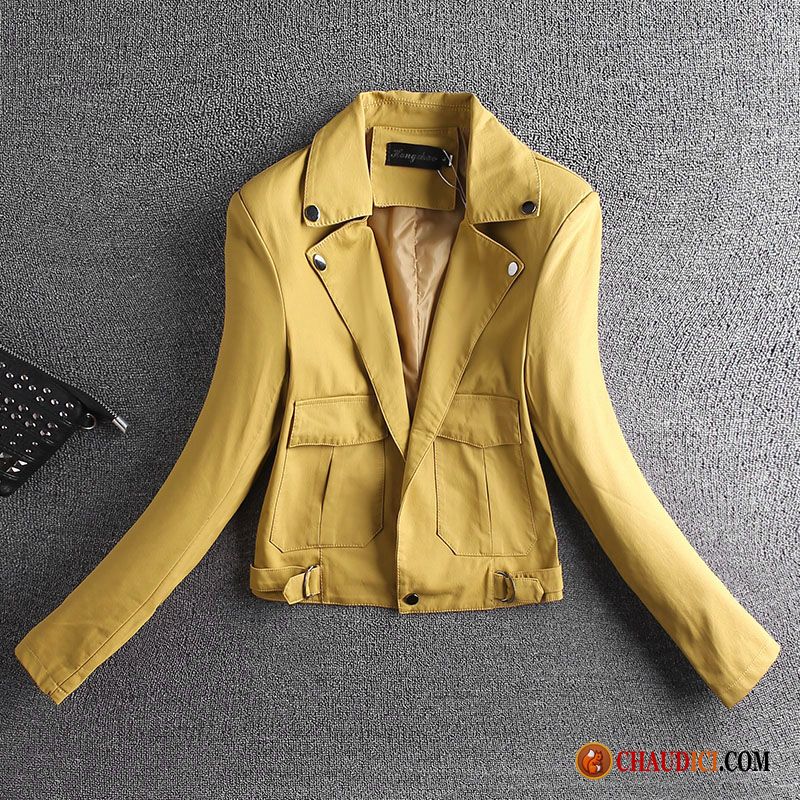 Veste Femme Chaud Et Chic Rouge Femme Jaune Veste Manteau Col Mandarin Soldes