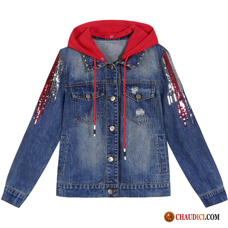 Veste Femme Courte Une Veste Manteau Bleu Femme Tendance