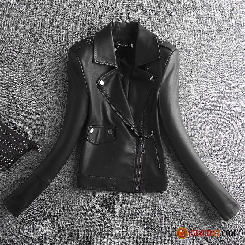 Veste Mi Saison Femme Noir Femme Beau Petit Style Court