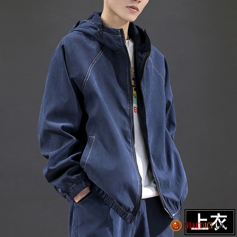 Veste Pas Cher Pour Homme Rouge Cargo Baggy Bleu Marin Ensemble Printemps