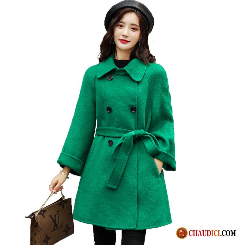 Veste Simili Cuir Capuche Femme Sarcelle Tendance Vert Confortable Tempérament Hiver