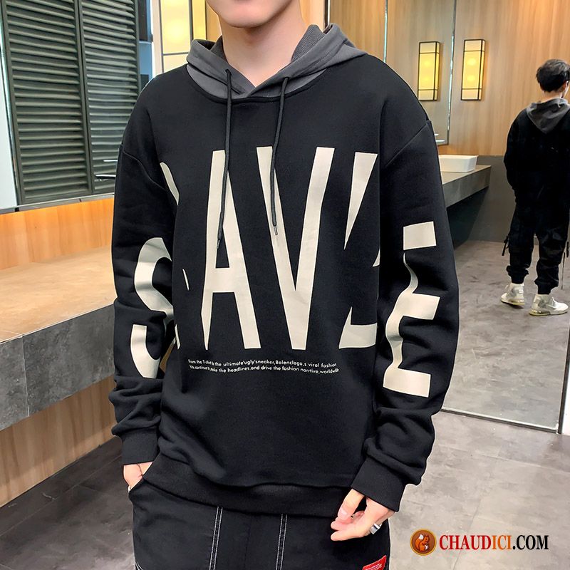 Veste Sweat À Capuche Laine Homme Étudiant Baggy Décontractée Printemps Tendance Pas Cher