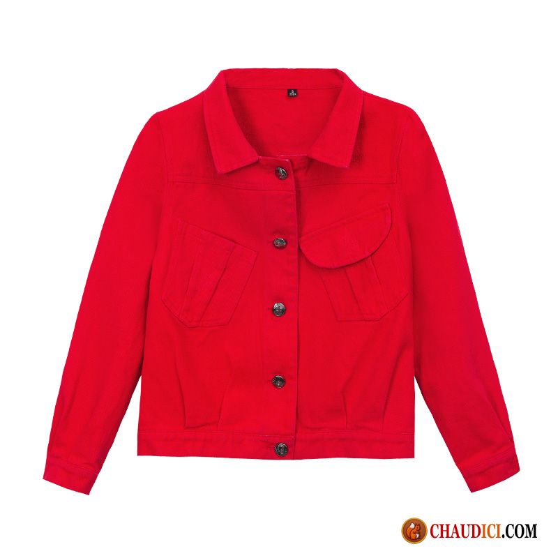 Vestes Courtes Pour Femmes Rouge Une Veste Femme Denim Printemps Pas Cher